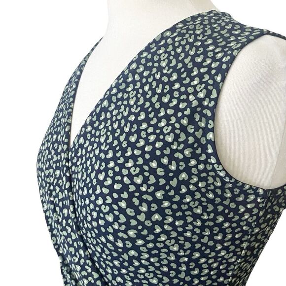Stitch Fix Kaileigh Size Small Slinky Knit Faux Wrap Dress Sleeveless Navy Green - Picture 4 of 8